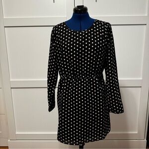 J. Crew Black and White Polka Dot Knee-Length Dress